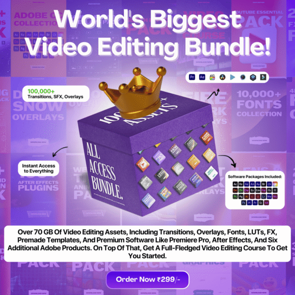World's Biggest Video Editing Bundle – 70GB+ Assets, 8000+ Transitions, 2000+ FX Presets, Pro Course (Digital Download) - Image 2