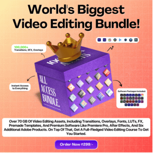 World's Biggest Video Editing Bundle – 70GB+ Assets, 8000+ Transitions, 2000+ FX Presets, Pro Course (Digital Download)